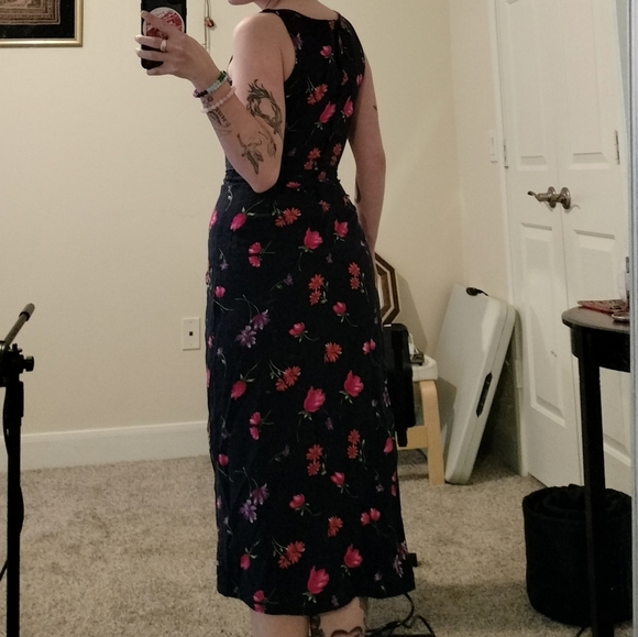 Y2k 90s Vintage Cristin Stevens Floral Sleeveless Wrap Dress - Picture 6 of 6